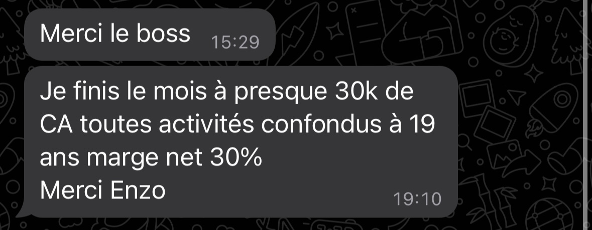 30 000 € de chiffre d’affaires à 19 ans