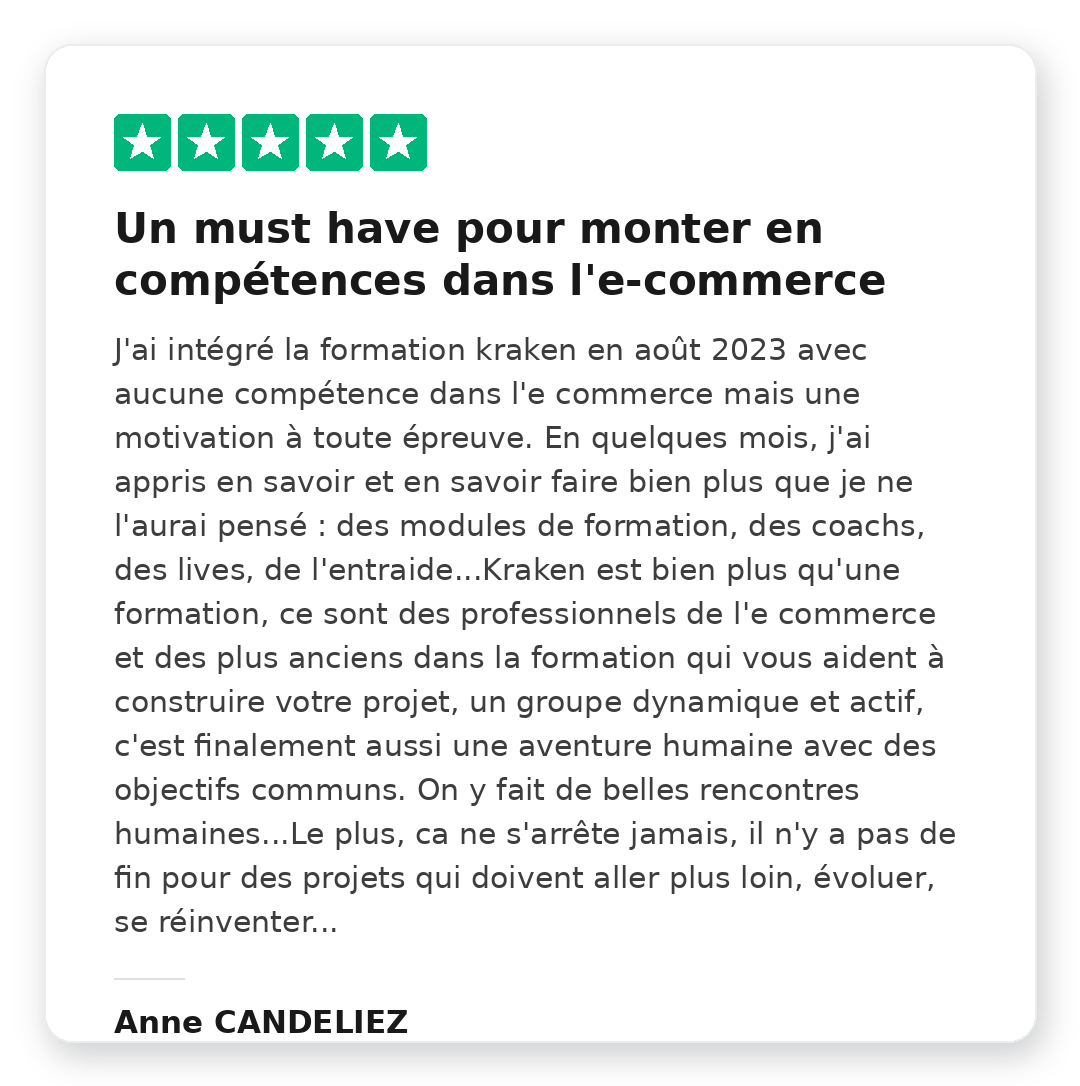 Avis client Trustpilot 5 étoiles