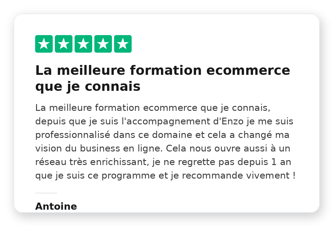 Avis client Trustpilot 5 étoiles